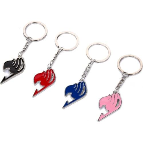 Fairy Tail Keychain Keyring Split Ring Keyfob Key Holder Rings Women Men Cartoon Key Chains Costume Accessories