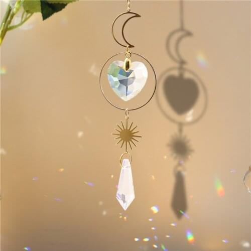 Crystal Wind Chime Star Love Pendant Sunscreen Pendant Plated Color Bead Hanging Drop Outdoor Indoor Cycling Garden Decoration