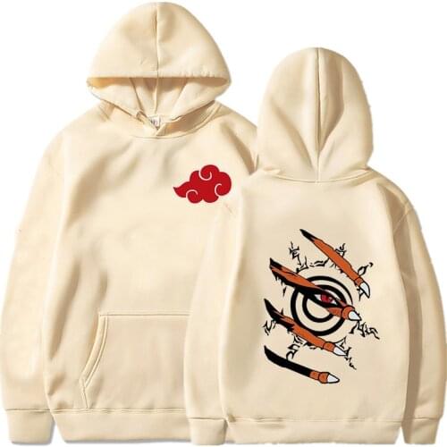 Kurama Ninjutsu Print Hoodies Akatsuki Cloud Graphic Hoody Japanese Anime Hip Hop Clothes 2021 New Women Men Casual Sweatshirts