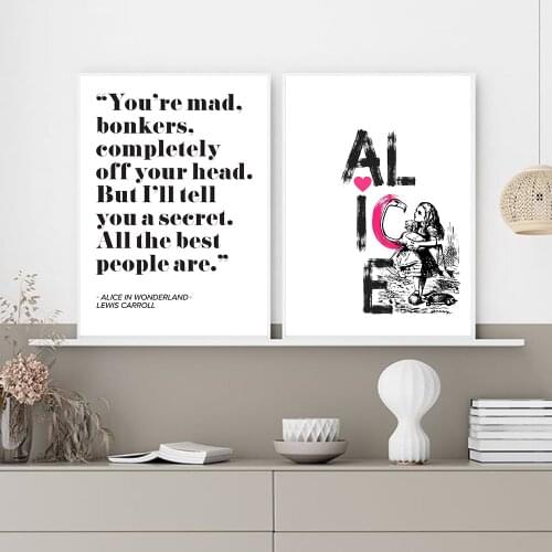 Alice In Wonderland Quote Art Print Canvas Painting Colorful Girl Poster and Print Wall Art Pictures Modern Girl Room Decoration