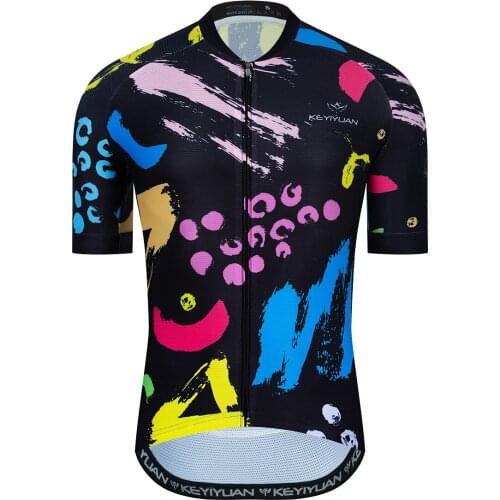 KEYIYUAN Retro Cycling Jersey Men Breathable Mountain Bike Clothing Quick Dry Bicycle Shirt Road Cycle Top Maillot Ciclismo