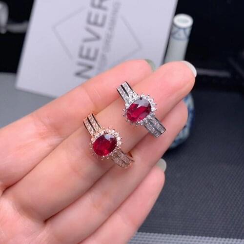 Natural Ruby gemstone ring with silver for women promotion welfare