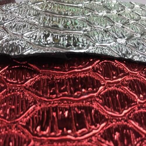 Metallic Shinny Snake Embossed Genuine cowhide Leather Fabric Material,1.0-1.3mm,Free shipping by China post