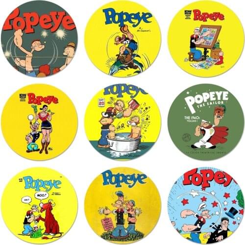 Cartoon popeye Funny Icons Pins Badge Decoration Brooches Metal Badges For Clothes Backpack Decoration 58mm