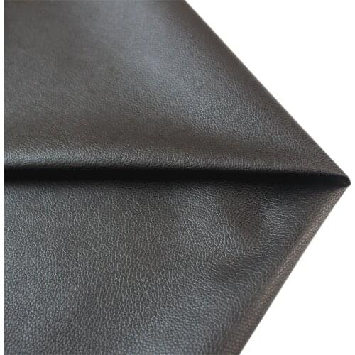 300g Pure Black PU leather fabric small litchi pattern simulation leather sofa car soft bag hard bag manual 50x140cm