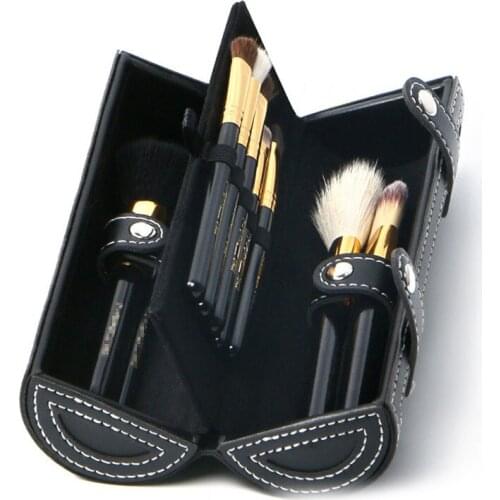 High quality 9pcs soft goat hair makeup brush set animal hair cosmetic brushes with barrel