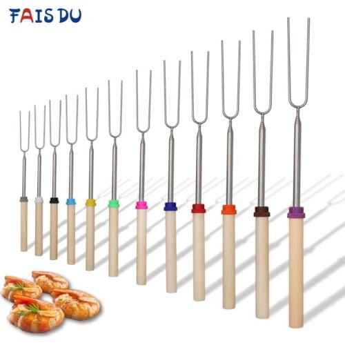 32 Inch 13PC Marshmallow Roasting Sticks Extendable Forks Set Telescoping Smores Skewers for Sausage Camping Stove BBQ Tools