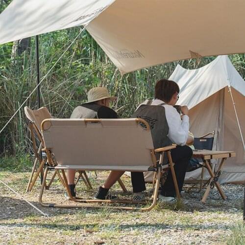 Naturehike Outdoor Furniture Double Seats Bench Wood Grain Metal Aluminum Alloy Folding Camping Chair NH20JJ002
