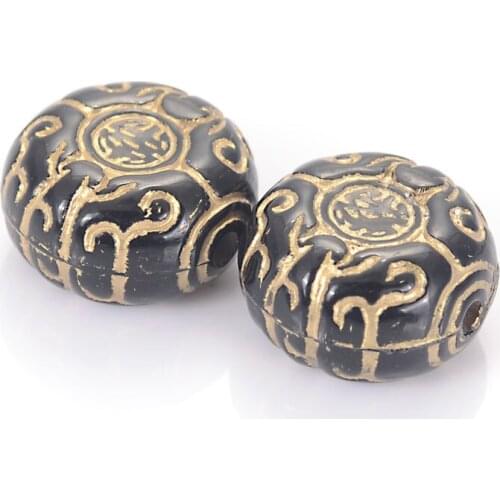 Wholesale 9x17mm Acrylic Flat Round Pattern Plastic Beads Diy Spacer Charm Antique Design Beads Jewelry Making Accessories