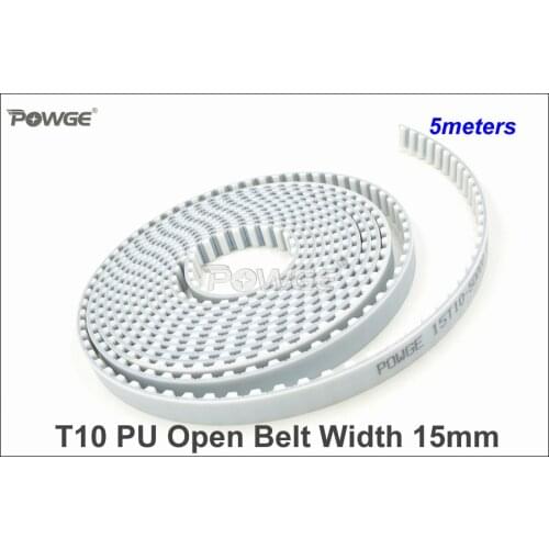 POWGE 5meters T10 Timing Belt T10-15 Width=15mm Pitch=10mm PU With Steel Core T10 AT10 Belt