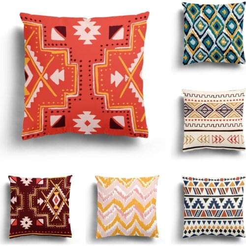 Retro geometric plush pillowcase Office sofa cushion pillowcase Cushion cover Customizable pattern Home decoration pillowcase