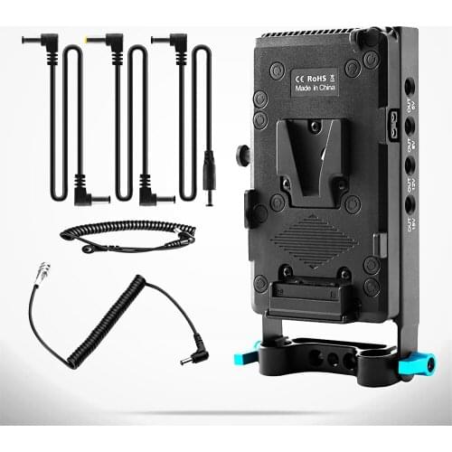 Power Supply System V-Mount Battery Plate 15mm Conduit Clamp Mounting Battery Board with DC to BMPCC 4K/6K Spring Wire