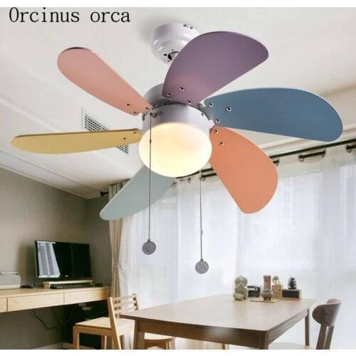 Modern creative childrens ceiling fan lamp simple fan lamp bedroom dining room living room LED ceiling lamp Postage free