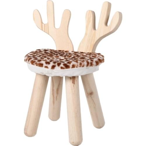 Childrens Stool Chair Fashion Creative Cute Cartoon Animal Solid Wood Non-slip Padded Bench Home Baby