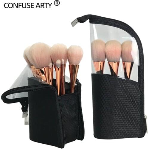 Women Travel Cosmetic Makeup Brush Holder Bag Zipper Pouch Portable Waterproof Small Toiletry Bag Beauty Case
