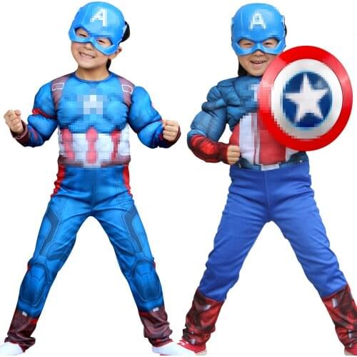 Halloween Super Kids Hero Muscle Team Leader And Light Mask American Costume Child Cosplay Costumes For Boys Girls Dress