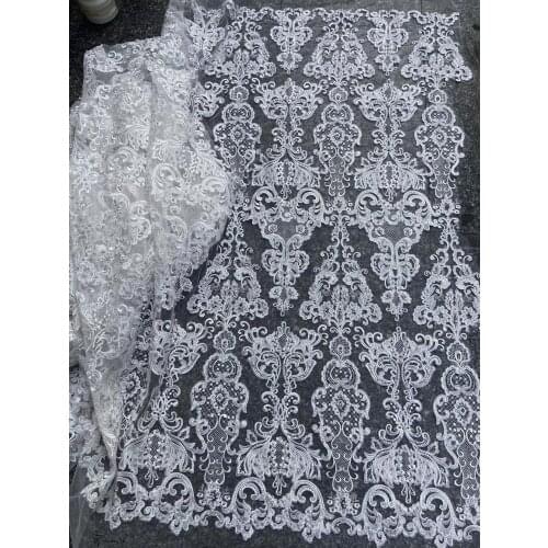 Bridal dresses lace latest embroidery lace with sequinces Nigerian Textile African lace 10 yards
