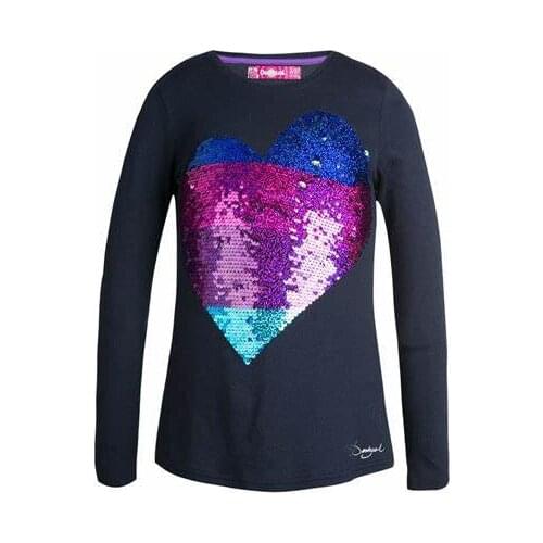 Spanish girls colorful heart-shaped Sequin knitted cotton long sleeve top