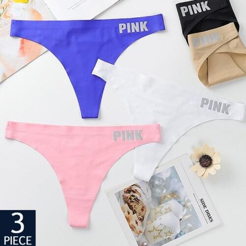 3Pcs/Lot Sexy Womens Sport Panties Set Underwear Seamless PINK Letter Yoga Thongs Low Waist Breathable Underpants Lady Lingerie