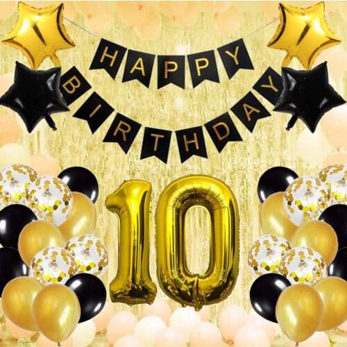 10 year old children birthday party balloon decoration kit happy birthday flag pull birthday balloon party decoration