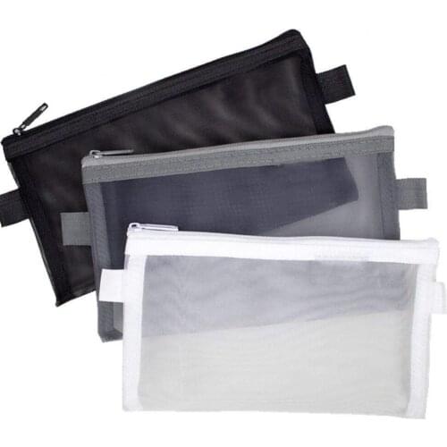 XRHYY Mesh Pencil Zipper Mesh Storage Bags Pen Case Holder Makeup Cosmetic Pouch Bag For School Office Supply Gift Stationery