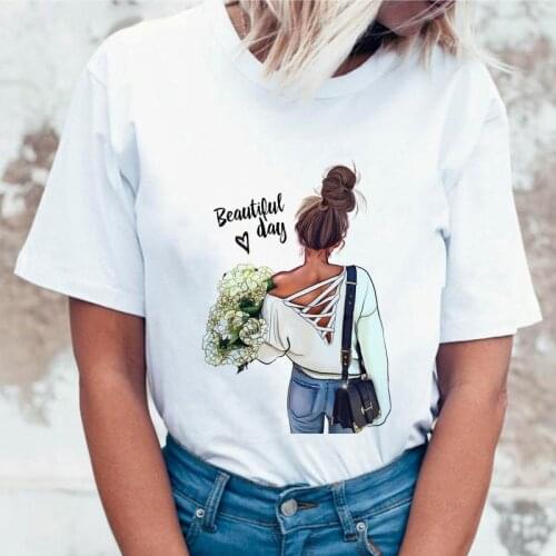 Women T-shirt 2021 Harajuku graphic printed t-shirts Beautiful Day Comfortable Casual Streetwear tee tops for Ladies Plus Size