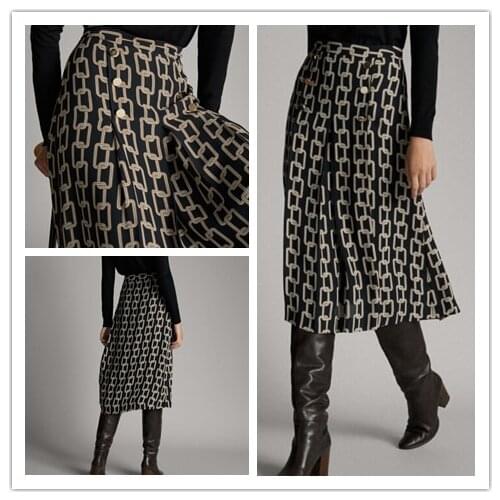 Women Skir 2020 Spring and Summer New High Waist Slimming Chain Print Skirt