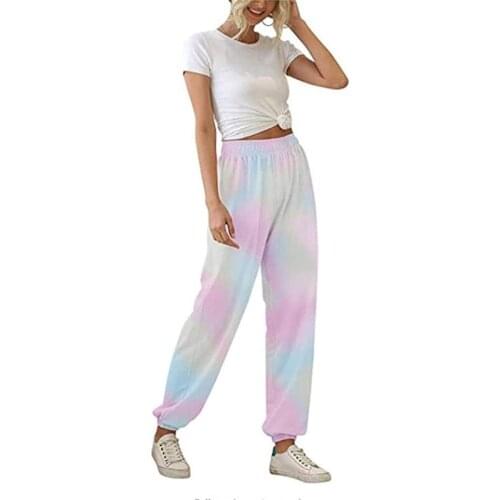 Women Loose Trousers Summer High Waist Pants with Side Pockets Casual Style Workout Clothes