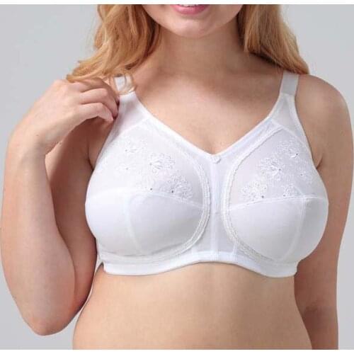 Sexy lace white bra plus size 50 48 46 44 42 40 38 36 C D DD E F G cup bras for women push up simple top full cup cotton bh C01