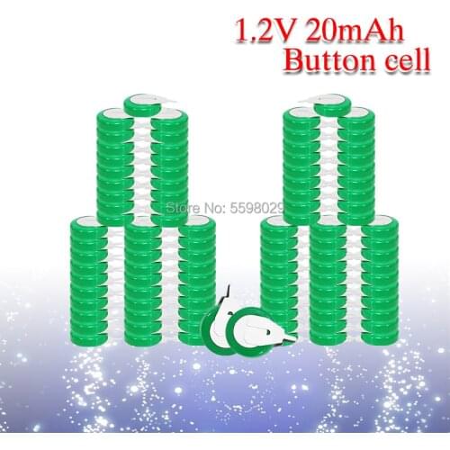 New 10-100PCS 1.2V 20mAh Ni-MH Rechargeable Batteries With Solder Pins Rechargeable Button Cell Battery For Electric Toys