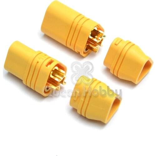 1pair MT60 3.5mm Motor Connector Set 3 Pole Bullet Connector Plug Male & Female w/ short circuit protection For RC ESC to Motor
