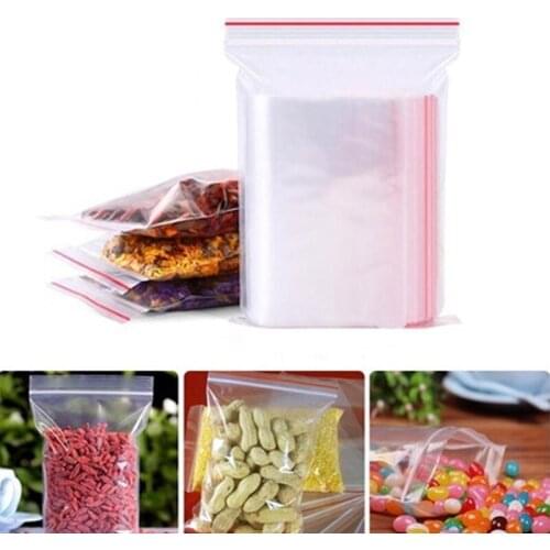 100Pcs Transparent Zip Lock Self Sealing Plastic Bags Food Storage Bags Gifts Candy Pouches Jewelry Resealable Self Sealed Bags