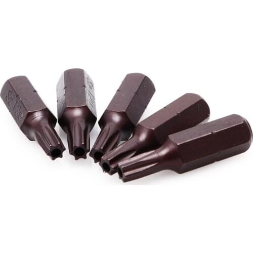12Pcs T20 1/4\" Hex Shank Magnetic Torx Security Screwdriver Bits With Hole 25mm