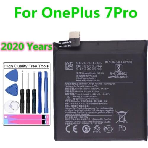 2020 Years For Original Mobile Phone Oneplus 7 Pro Battery BLP699 4000mAh High Capacity One Plus Replacement Batteries + Tools