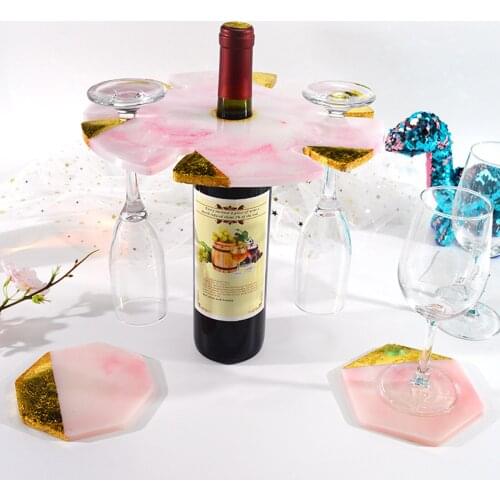 6pcs Durable Wine Glass Holder Mold Coaster Mould Square Coasters Molds