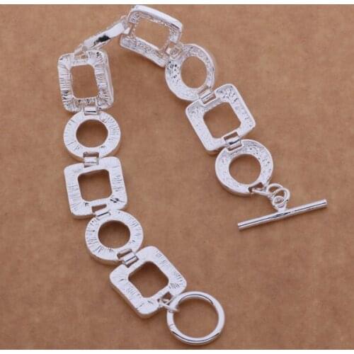 AH083 Wholesale Lucky Silver Color Charm Bracelets For Women Popular Fashion 925 Jewelry Circle Grid To /edramuya Agaaixha