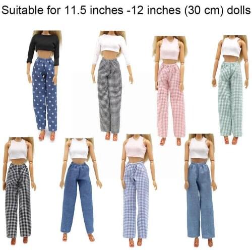 29cm Dolls Accessories Sexy Sleeveless Shirts Vest Short Outfits Trousers Pants Dolls Tops Clothes Dolls For Baby Jeans Clothe