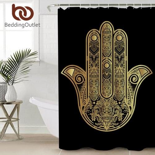 BeddingOutlet Hamsa Hand Shower Curtain Boho Vintage Polyester Waterproof Bathroom Curtain With Hooks 180x180cm salle de bain