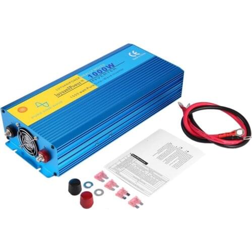 Pure Sine Wave Inverter DC12V to AC220V 1000W Car Inverter Aluminum Alloy Housing High Conversion Efficiency Transformer