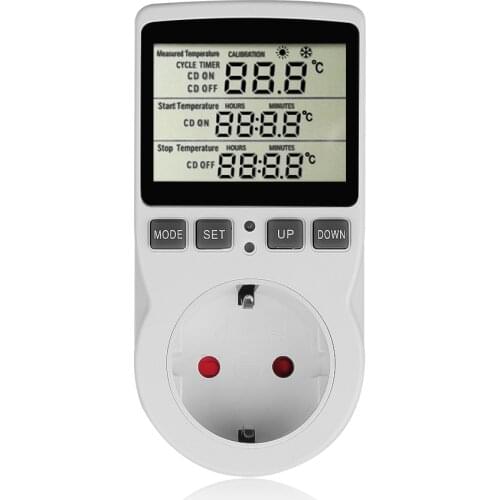EU Timer Socket Thermostat Digital Temperature Controller Socket Outlet With Timer Switch Sensor Probe Heating Cooling
