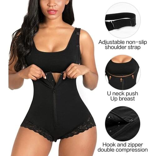 Nadaingaa Body Shaper Shapewear for Pregnant Women Seamless Corset Tummy Control Colombian Girdle Lace Zipper OpenBust Bodysuit