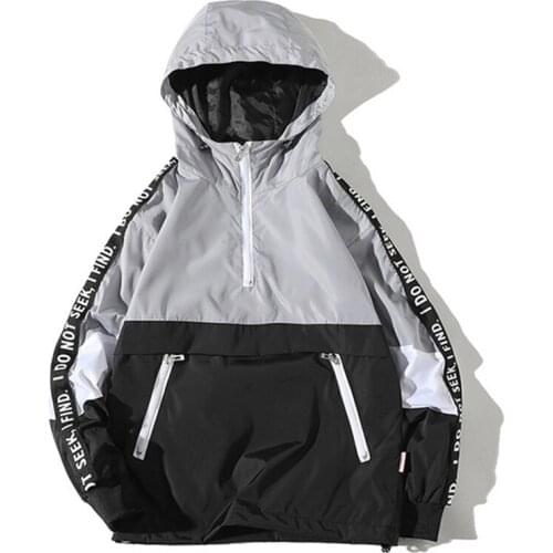 Autumn Patchwork Jackets Coats Men Streetwear Contrast Color Hooded Tactical Jacket Windbreakers Male Plus Size 4XL HH130