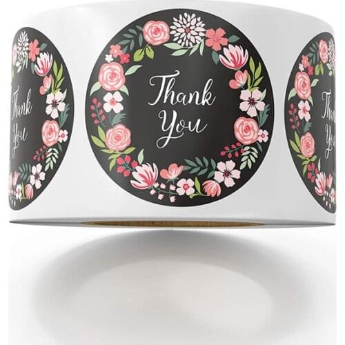 100-500pcs Beautiful Flower Thank You Series Round Sticker Seal Labes Mutifunction DIY Decorative Gift Package Labels For Baking