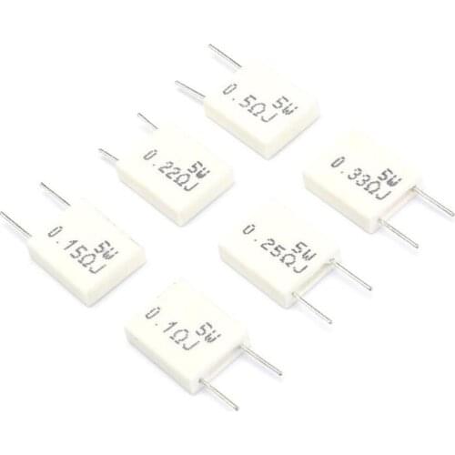 10pcs BPR56 5W 0.001 0.1 0.15 0.22 0.25 0.33 0.5 ohm Non-inductive Ceramic Cement Resistor 0.1R 0.15R 0.22R 0.25R 0.33R 0.5R