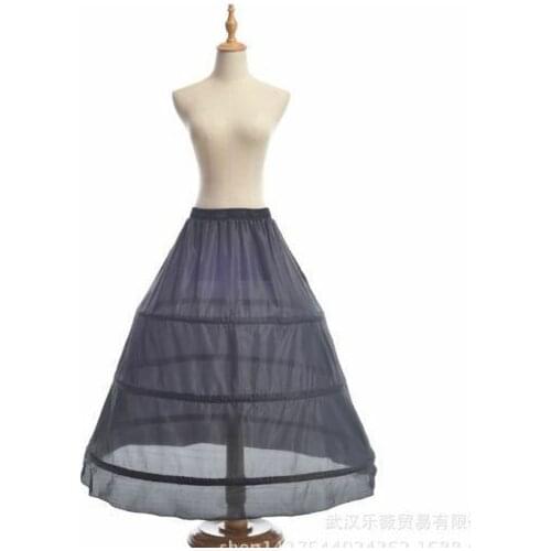 Neu A-Linie 3 Ringe Brautkleid Petticoat Reifrock Unterrock Party Schwarz Gotik