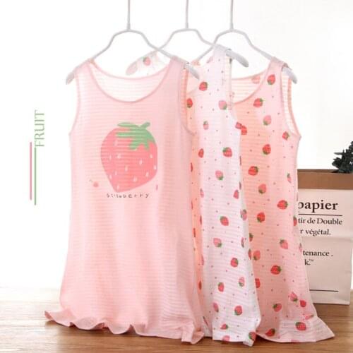 Girls Nightgown 2-14 Years Sleeveless Summer Kids Nightdress 100% Cotton Baby Cute Sleeping Child Long Dress Children Pajamas