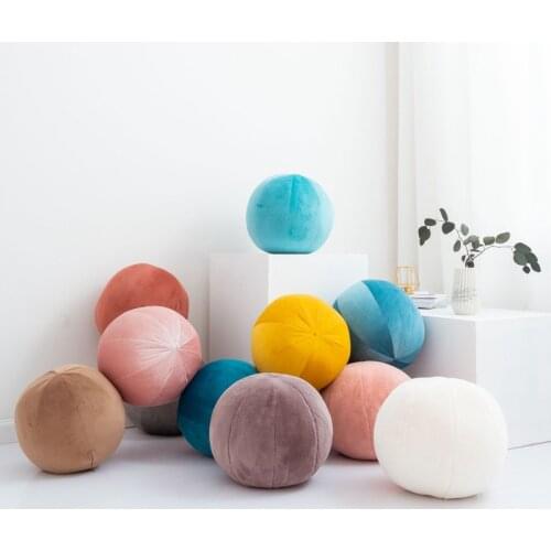 Nordic Velvet Ball Cushion Supple Throw Pillow Sofa Couch Chair Backrest Solid Color Home Office Decor Cushions