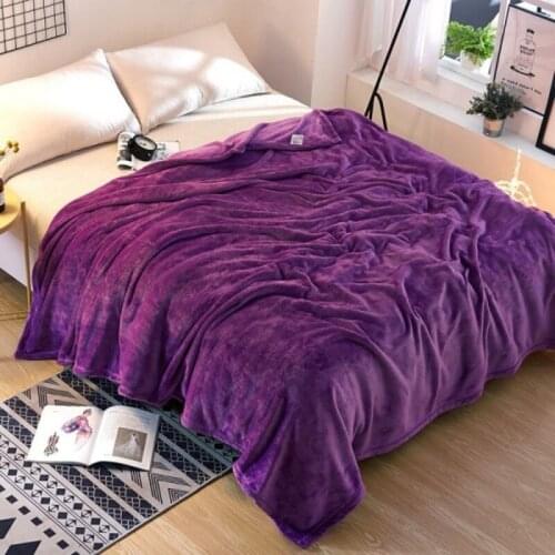 Solid Color Flannel Fleece Fluffy Purple Brown Blanket Cozy Couch/Bed Blanket Plush Microfiber Home Textile 150*200cm