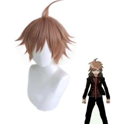 Danganronpa Naegi Makoto Short Wig Anime Cosplay Costume Dangan Ronpa Heat Resistant Synthetic Hair Cosplay Wigs For Men