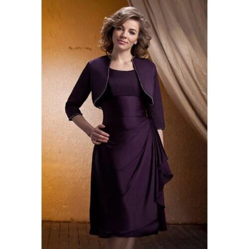 Elegant Mother of The Bride Dresses with Jacket O-neck Sleeveless Formal Party Gowns Beading A-line Mother Dresses for Wedding